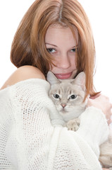 Beautiful girl with a cat.