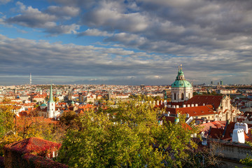 Fototapeta na wymiar View from Prague castle on autumn Prague