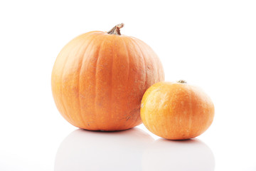 Two pumpkins on white