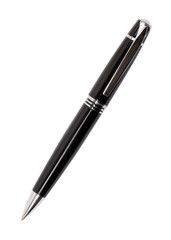 black and silver ball pen, isolated on white