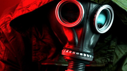 A man in a gas mask