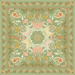 Decorated shawl design featuring paisley pattern