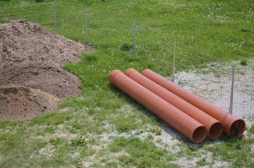 Construction Area with Plastic Pipes
