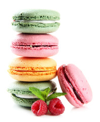 Gentle macaroons isolated on white