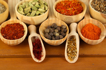 Many different spices and fragrant herbs