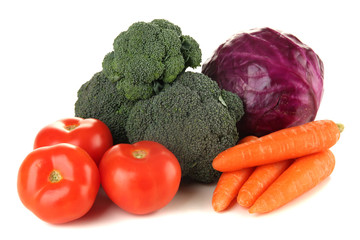 Composition of different vegetables isolated on white