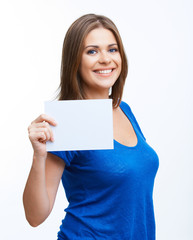 Fototapeta premium woman showing blank signboard