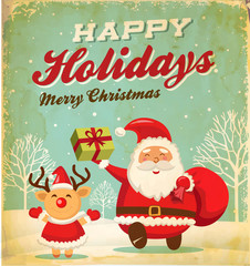 Fototapeta na wymiar Illustration of Santa claus and Christmas reindeer