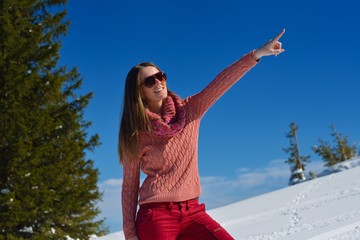 happy woman at winter