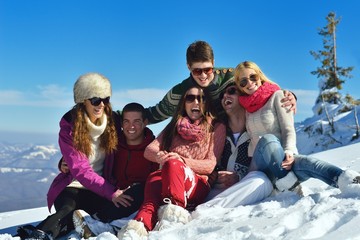 Fototapeta na wymiar winter fun with young people group