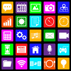Application colorful icons on black background