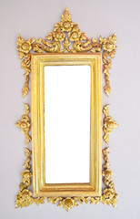 Old picture frame on white background.