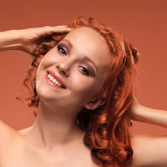 Fototapeta premium Beauty Portrait. Curly Hair
