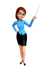Young girl pointing to blank