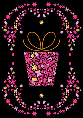 Decorative frame and gift box made ​​of many small flowers