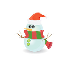 Vector snowman isolated on white. merry christmas background