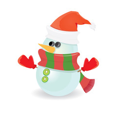 Vector snowman isolated on white. merry christmas background