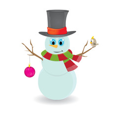 Vector snowman isolated on white. merry christmas background