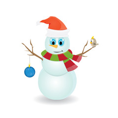 Vector snowman isolated on white. merry christmas background