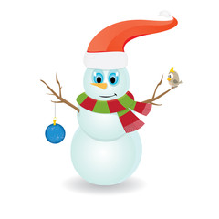 Vector snowman isolated on white. merry christmas background