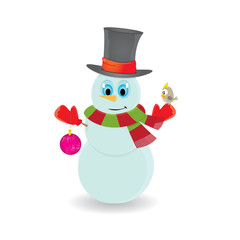 Vector snowman isolated on white. merry christmas background