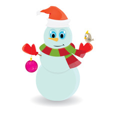 Vector snowman isolated on white. merry christmas background