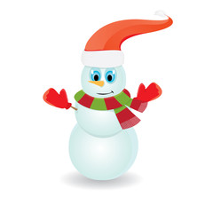 Vector snowman isolated on white. merry christmas background