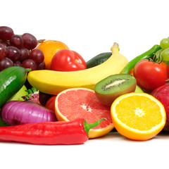 Naklejka na ściany i meble fruits and vegetables on white