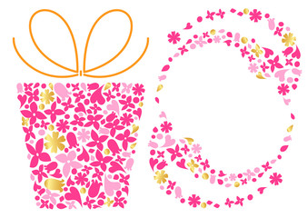 Decorative frame and gift box made ​​of many small flowers