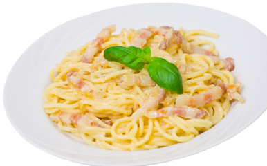 Pasta with bacon and cream sauce