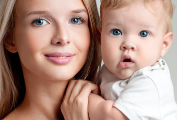 happy mother with baby