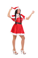 beautiful girl dressed as Santa