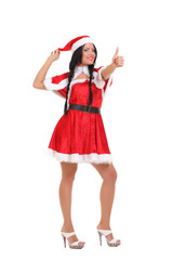 beautiful girl dressed as Santa