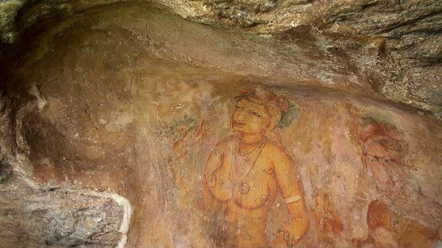 Frescoes of Sigiriya. Sri Lanka.