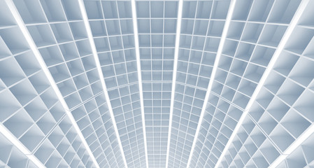 Abstract blue architecture background. Round interior