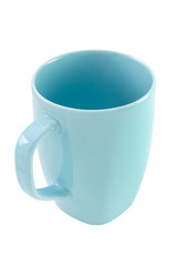 blue cup on white background