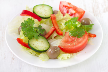 vegetable salad in white plate