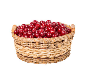 Fototapeta na wymiar sweet cherry in basket isolated on white background