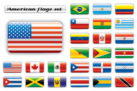 Extra glossy flags set - America
