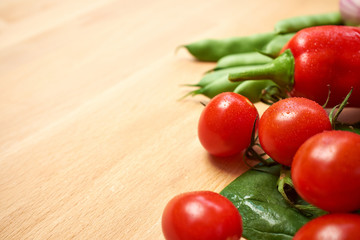 abstract design background vegetables on a wooden background