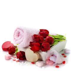 Obraz na płótnie Canvas Bath and spa Valentine theme