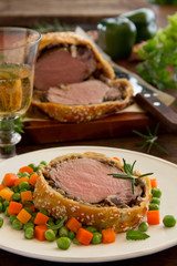 Filet Wellington. Selective focus.