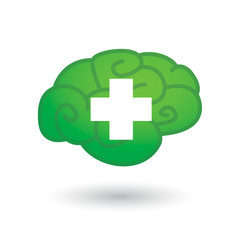 Brain with pharmacy icon