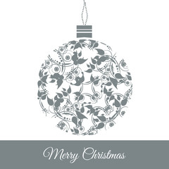 Graphic Design - Christmas ball with floral decorations, silver