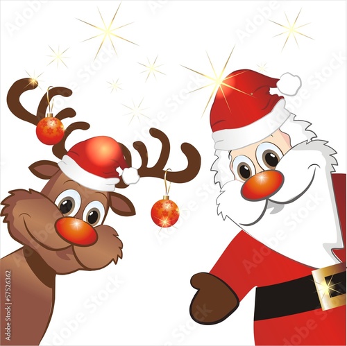 "lustiger Weihnachtsmann mit Rudolph" Stock image and royalty-free