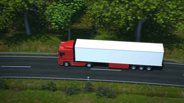 Truck driving along country road - high quality 3d animation