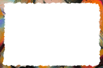 Unique multicolour border frame of artistic strokes of paint