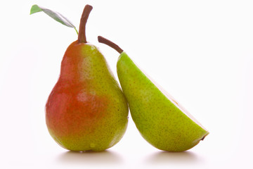 Fresh pears isolated on white background.