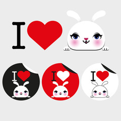 I love rabbit message with love symbol