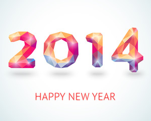 Happy New Year 2014 colorful greeting card